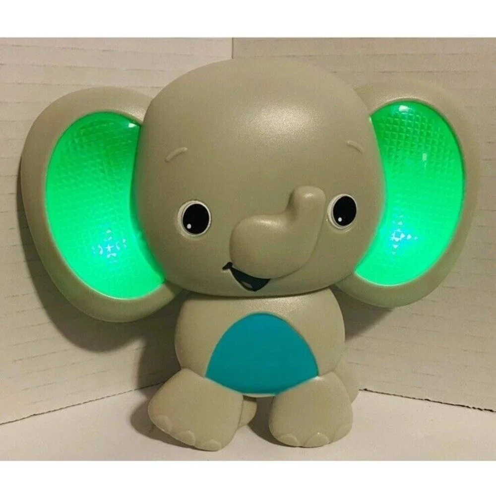 VTG Bright Start Blue Light Up & Musical Sounds Elephant Toy Music Box Tested